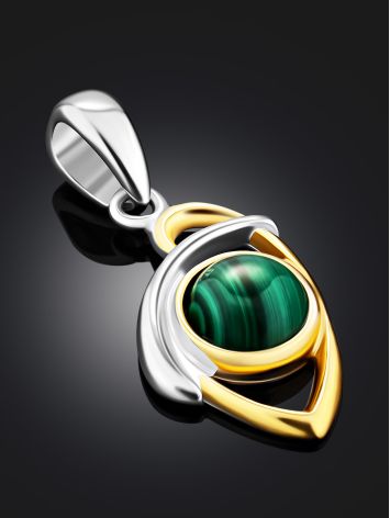 Bicolor Silver Malachite Pendant, image , picture 2