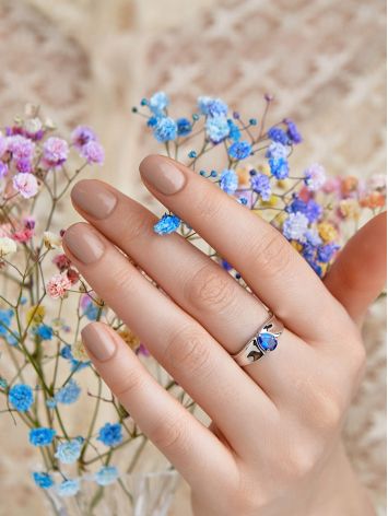 Elegant Silver Blue Crystal Ring, Ring Size: 8 / 18, image , picture 3
