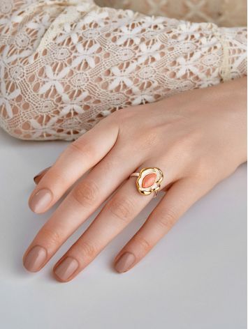 Floral Design Gilded Silver Coral Ring, Ring Size: 7 / 17.5, image , picture 3