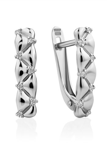 Classy Silver Crystal Earrings, image 