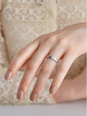 Geometric Design Silver Ring, Ring Size: 7 / 17.5, image , picture 3