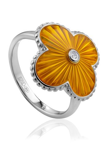 Orange Enamel Diamond Ring The Heritage, Ring Size: 5.5 / 16, image 