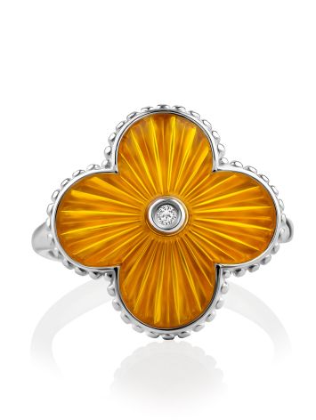 Orange Enamel Diamond Ring The Heritage, Ring Size: 5.5 / 16, image , picture 4