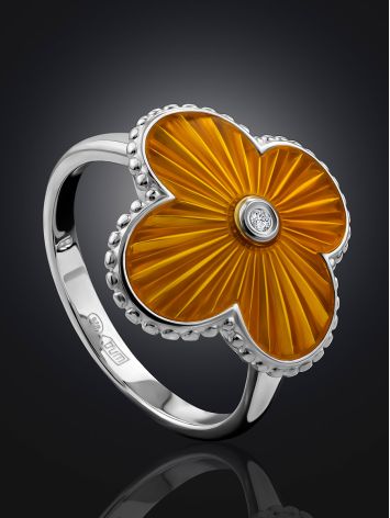 Orange Enamel Diamond Ring The Heritage, Ring Size: 5.5 / 16, image , picture 2