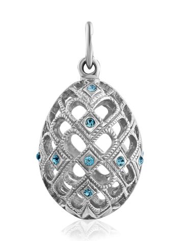 Ornate Silver Crystal Egg Pendant The Romanov, image 