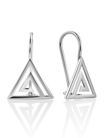 Silver Triangle Earrings, image 