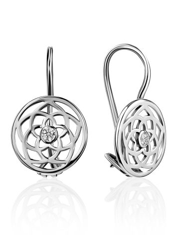 Stylish Silver Crystal Earrings The Sacral Collection, image 
