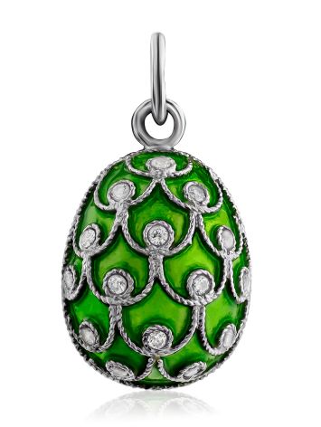 Dazzling Silver Enamel Egg Pendant With Crystals The Romanov, image 