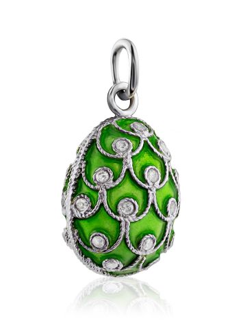 Dazzling Silver Enamel Egg Pendant With Crystals The Romanov, image , picture 3