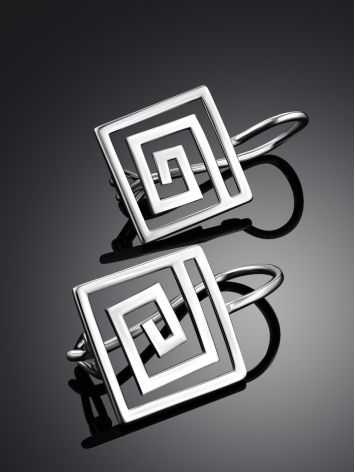 Labyrinth Design Silver Earrings, image , picture 2