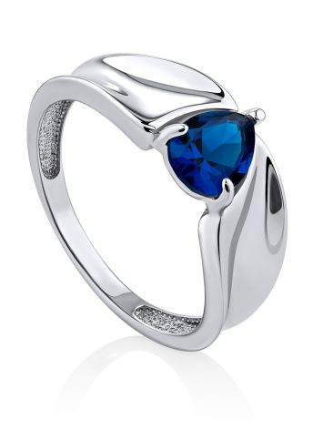 Elegant Silver Blue Crystal Ring, Ring Size: 8 / 18, image 