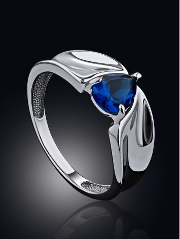 Elegant Silver Blue Crystal Ring, Ring Size: 8 / 18, image , picture 2