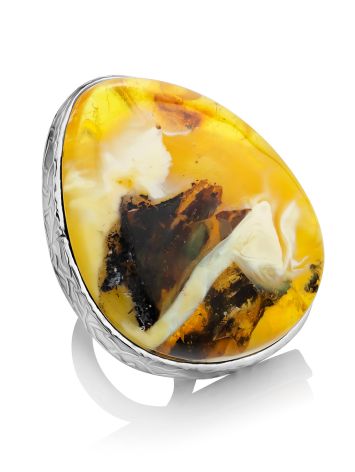 Boho Style Amber Cocktail Ring The Bella Terra, Ring Size: Adjustable, image 