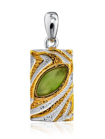 Textured Gilded Silver Jade Pendant, image 