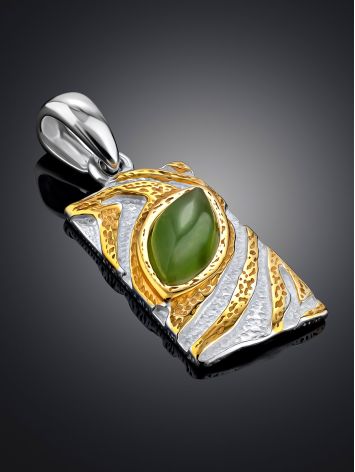 Textured Gilded Silver Jade Pendant, image , picture 2