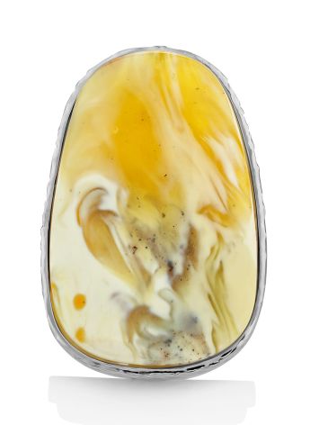 Boho Chic Style Milky Amber Cocktail Ring The Bella Terra, Ring Size: Adjustable, image , picture 3