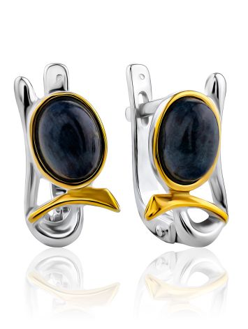 Elegant Gilded Silver Rhodusite Earrings, image 