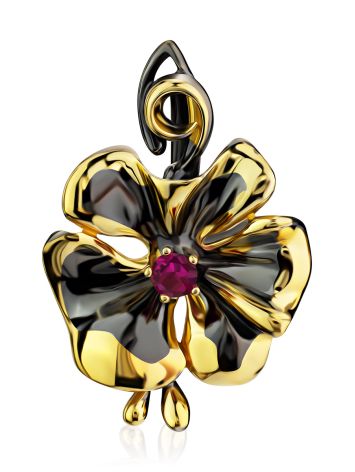 Chic Floral Design Gilded Silver Pendant, image 