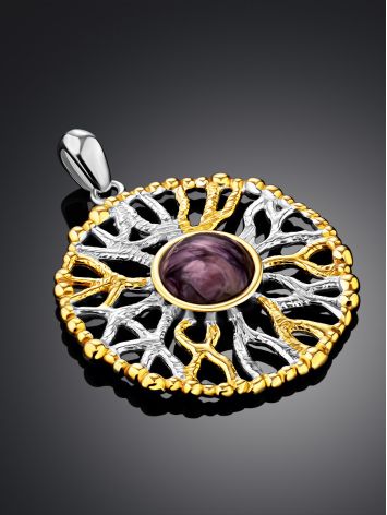 Gorgeous Gilded Silver Charoite Pendant, image , picture 2