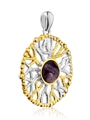 Gorgeous Gilded Silver Charoite Pendant, image , picture 3