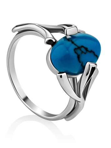 Elegant Silver Reconstituted Turquoise Ring, Ring Size: 6.5 / 17, image 