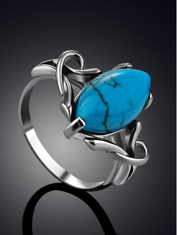 Bright Silver Reconstituted Turquoise Ring, Ring Size: 9.5 / 19.5, image , picture 2