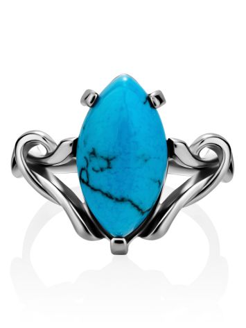 Bright Silver Reconstituted Turquoise Ring, Ring Size: 9.5 / 19.5, image , picture 4