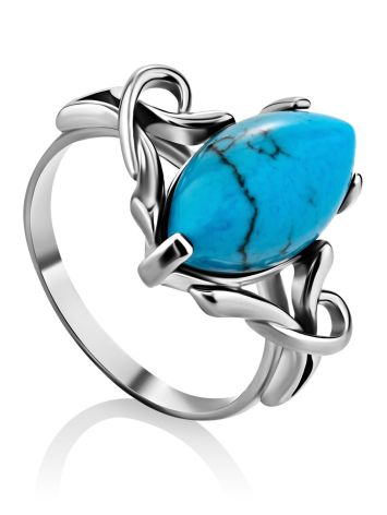 Bright Silver Reconstituted Turquoise Ring, Ring Size: 9.5 / 19.5, image 