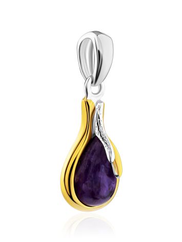 Glossy Gilded Silver Charoite Pendant, image , picture 4