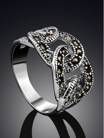 Refined Openwork Silver Marcasite Ring The Lace Collection, Ring Size: 5.5 / 16, image , picture 2