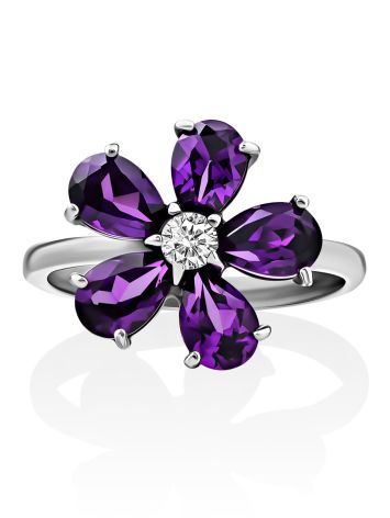 Chic Amethyst Flower Ring, Ring Size: 8 / 18, image , picture 4