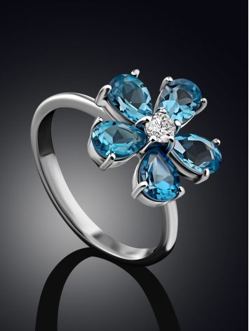 Floral Design Silver Topaz Ring, Ring Size: 6.5 / 17, image , picture 2