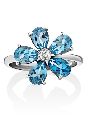 Floral Design Silver Topaz Ring, Ring Size: 6.5 / 17, image , picture 4