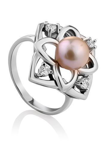 Ornate Silver Pearl Ring, Ring Size: 8 / 18, image 