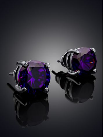 Chic Violet Crystal Stud Earrings, image , picture 2