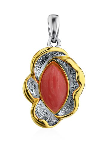 Floral Design Gilded Silver Coral Pendant, image 