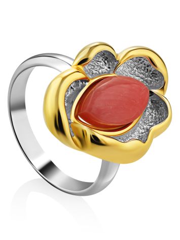 Floral Design Gilded Silver Coral Ring, Ring Size: 7 / 17.5, image 