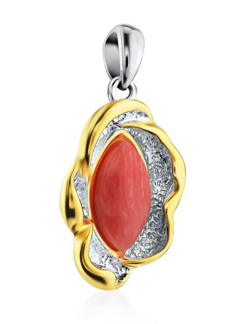 Floral Design Gilded Silver Coral Pendant, image , picture 4