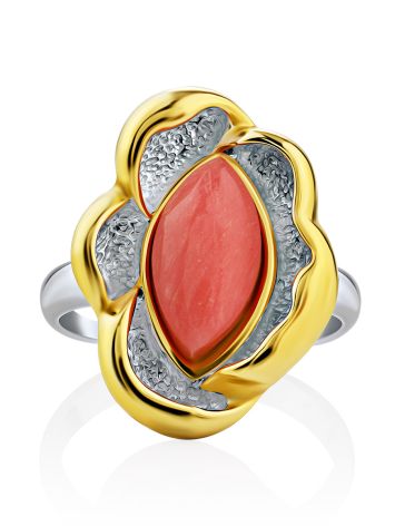 Floral Design Gilded Silver Coral Ring, Ring Size: 7 / 17.5, image , picture 4