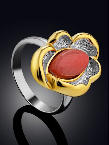 Floral Design Gilded Silver Coral Ring, Ring Size: 7 / 17.5, image , picture 2