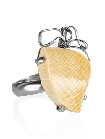 Silver Adjustable Handcrafted Ring With Mammoth Tusk The Era, Ring Size: Adjustable, image 