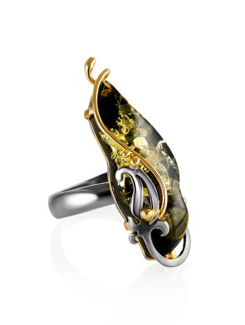 Handcrafted Amber Ring In Gold-Plated Silver The Rialto, Ring Size: Adjustable, image 