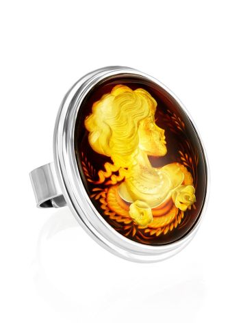 Adjustable Ring With Lemon Amber In Sterling Silver The Nymph, Ring Size: Adjustable, image 