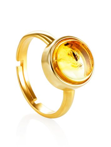 Amber Gold Plated Ring With Inclusions The Clio, Ring Size: Adjustable, image 
