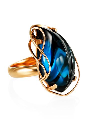 Synthetic Topaz Cocktail Ring In Gold-Plated Silver The Serenade, Ring Size: Adjustable, image 