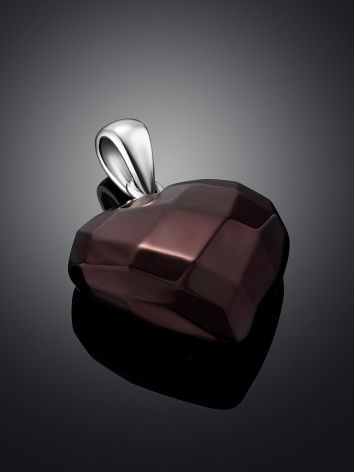Cute Faceted Cherry Amber Heart Pendant, image , picture 2