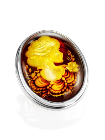 Cherry Amber Brooch With Intaglio The Nymph, image , picture 3