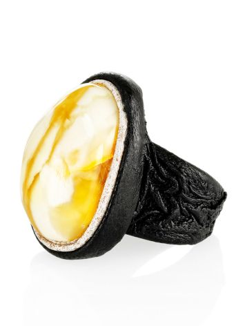 Fabulous Leather Bracelet With Natural Amber Centerstone, Ring Size: Adjustable, image , picture 3