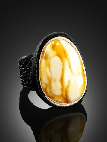 Fabulous Leather Bracelet With Natural Amber Centerstone, Ring Size: Adjustable, image , picture 2
