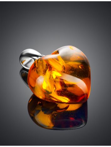Bright Cognac Amber Heart Pendant, image , picture 2